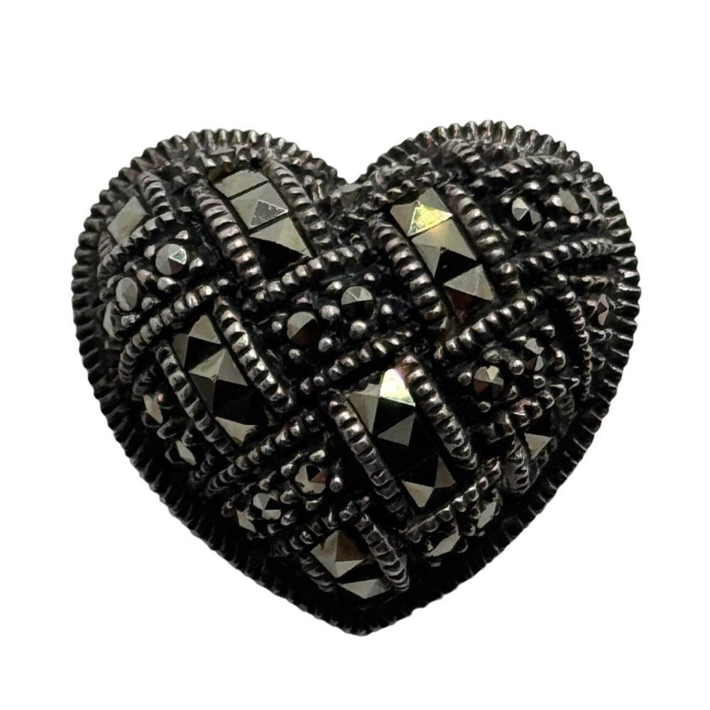 Judith Jack Sterling Silver Marcasite Heart Brooch‎ Pin